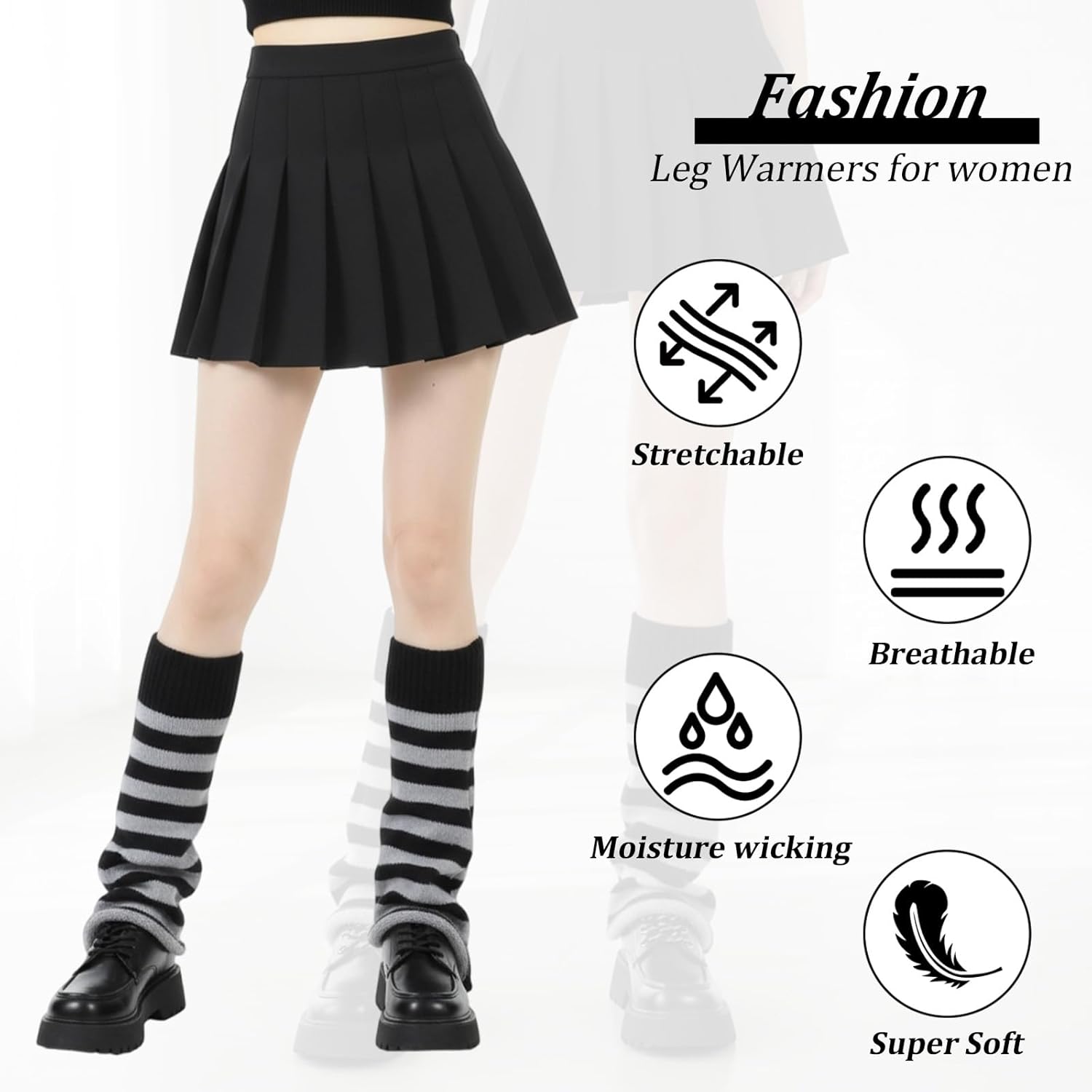 Leg Warmers for Girls Women, Y2K Goth Harajuku Style Leg Warmers, Flared Knit Boot Socks, Japanese Lolita Accessories - Image 2