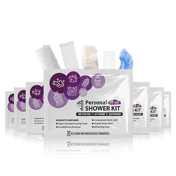 Compact Personal Shower Kit To-Go Your Hygiene Companion for Travel, Gym, Camping | Shower on the Go | Shampoo, Soap, Towel. All in One 10