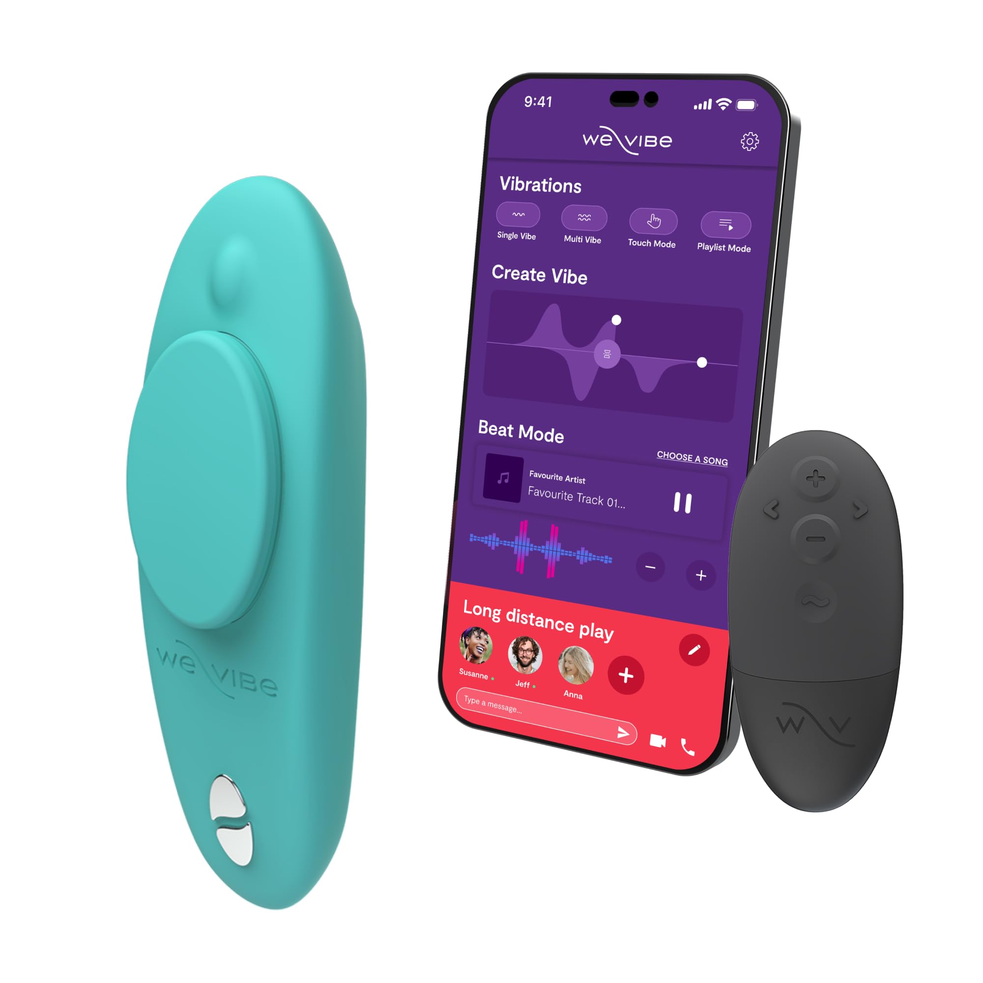 We-Vibe Moxie Wearable Lay On Panty Vibrator | Remote & App Control Vibrating Sex Toy for Couples | Clitoral Stimulator with 10 Intensity Levels | Adult Sexual Pleasure Tools | Waterproof | Aqua