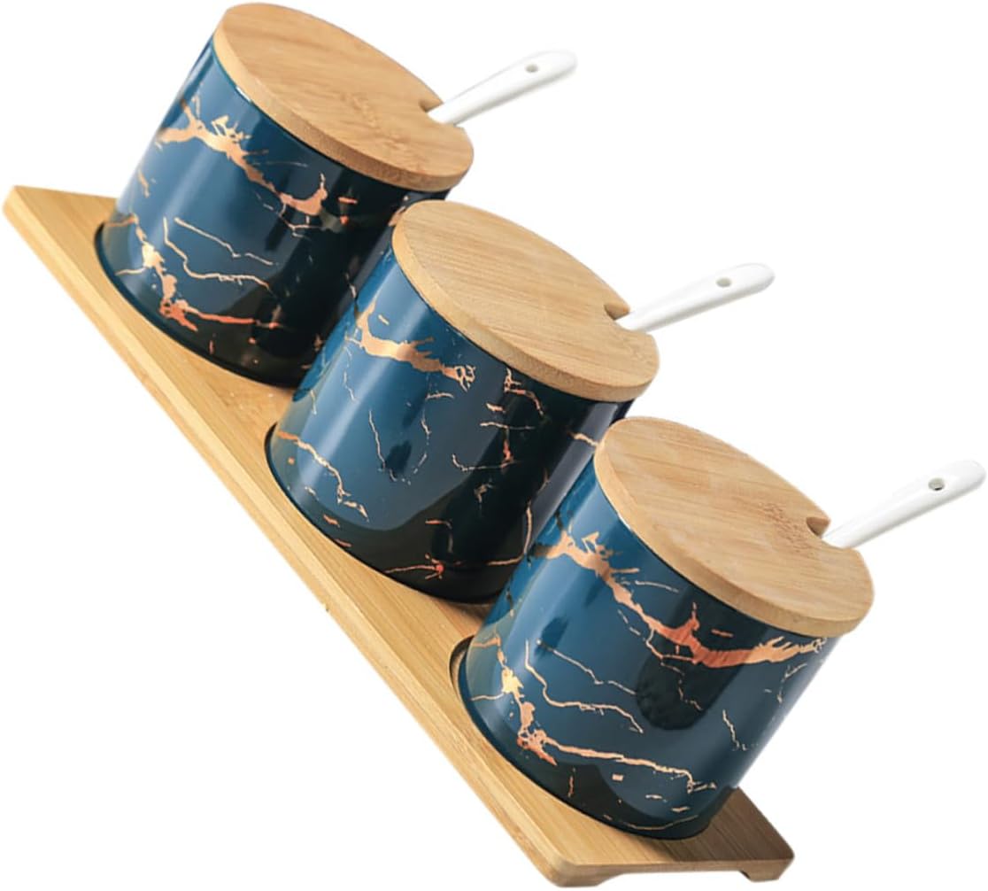 Spice Jar Set with Lid and Spoon Condiment Storage Containers Salt Jar Spice Box Canister Set