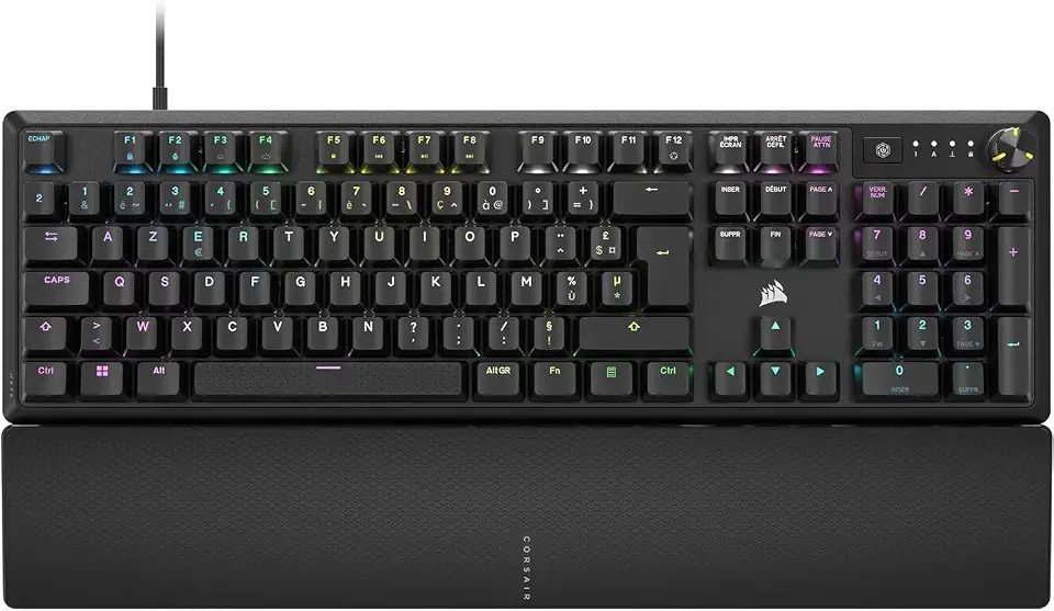 Corsair K70 Core RGB Mechanical Gaming Keyboard with Palm Rest - Pre-Lubricated Linear Keys Corsair MLX Red - Noise Reduction - Compatible with iCUE - AZERTY FR - Black