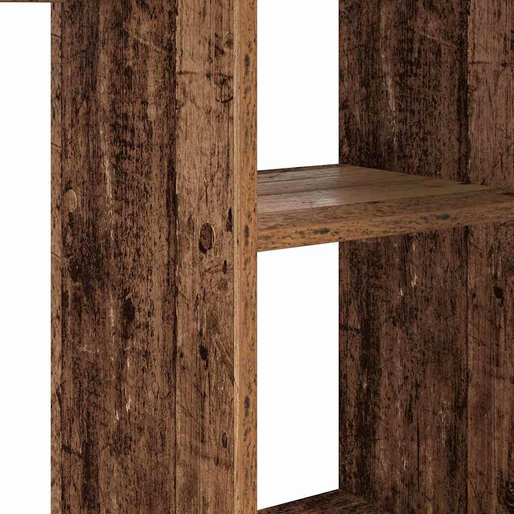 vidaXL Escritorio con Estante Madera Envejecida 142 x 102 x 73 cm, Escritorio Esquinero Moderno, Funcional para Oficina en Casa, Espacio de Trabajo Elegante y Material Resistente