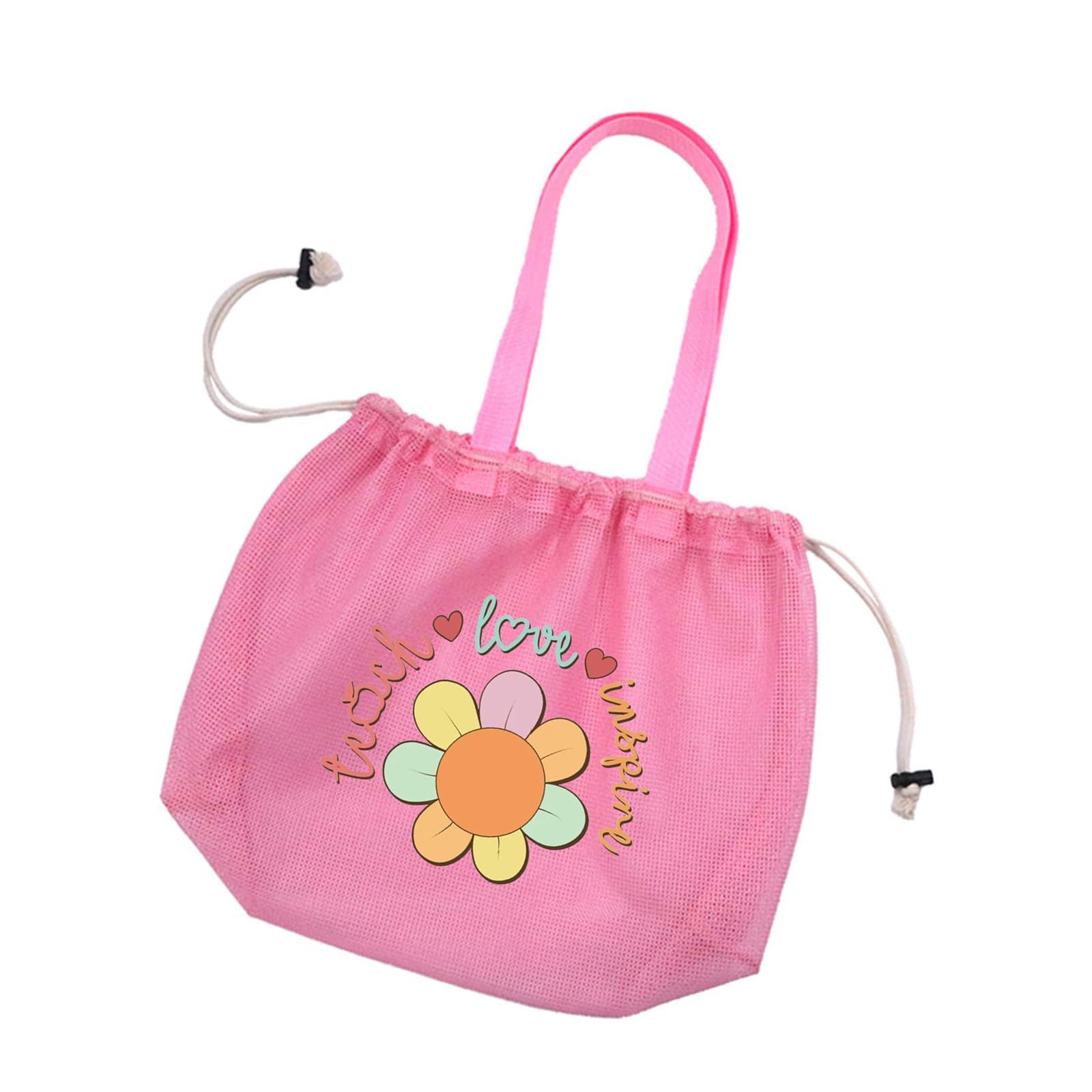 Storage Bag with Handle Swimming Pool Bag Beach Toy Sand Toy Shell Collecting for Towels Meshes Beach with Handle