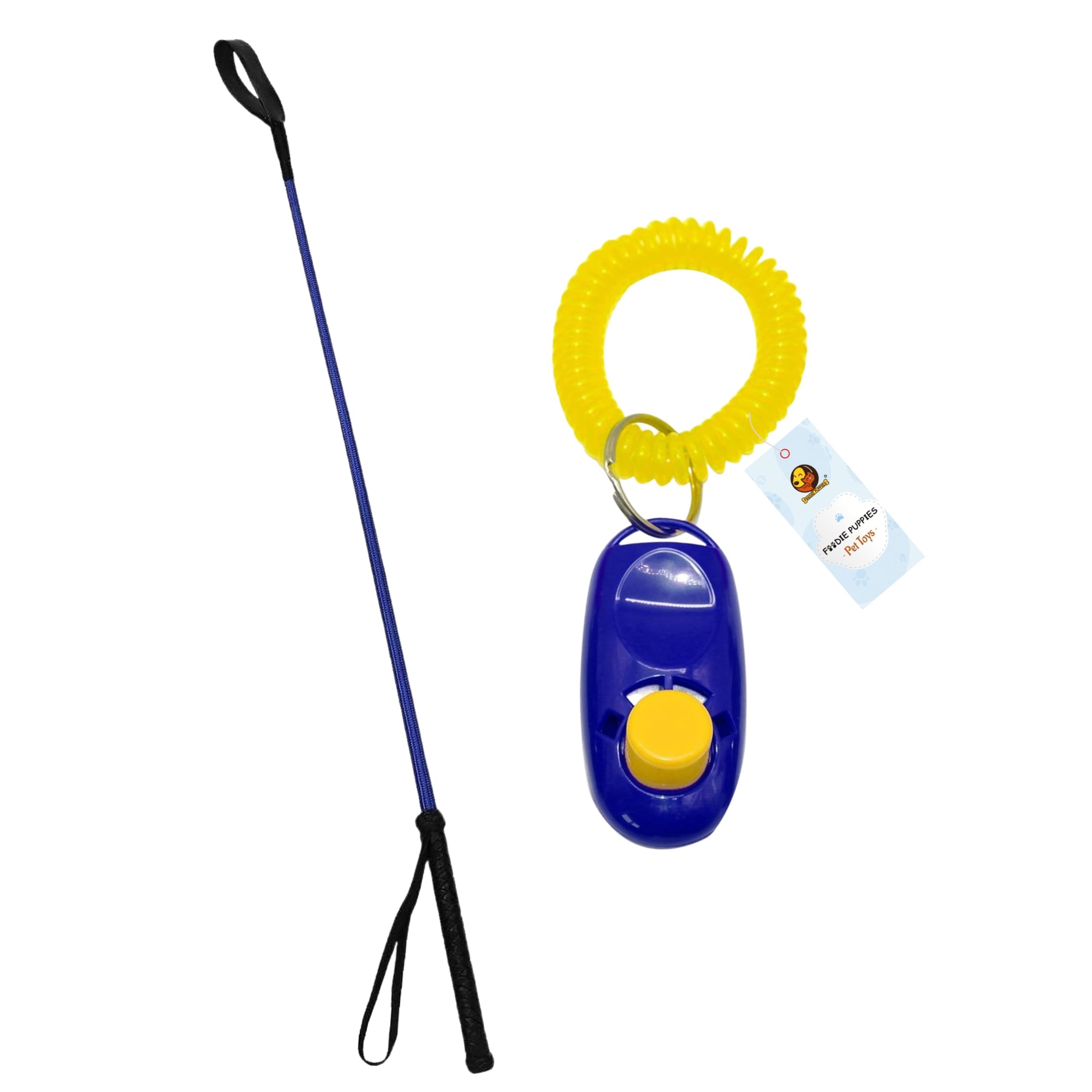 Foodie Puppies Dog Training Kit - Combo of Hunter Stick & 2in1 Whistle Clicker for Dog | Professional Training Equipment for Small, Medium & Large Dogs (Flute Clicker + Stick)