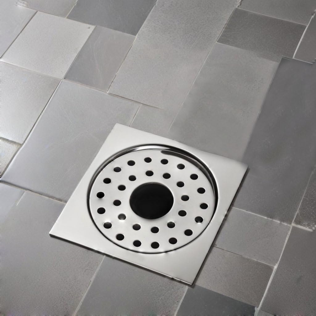 LIPKA 5 x 5 Inches Eon Square Flat Cut Plain Jali Floor Drain with Hole | Premium Stainless Steel | Floor Drain for Bathroom Silver — Amazon image 9