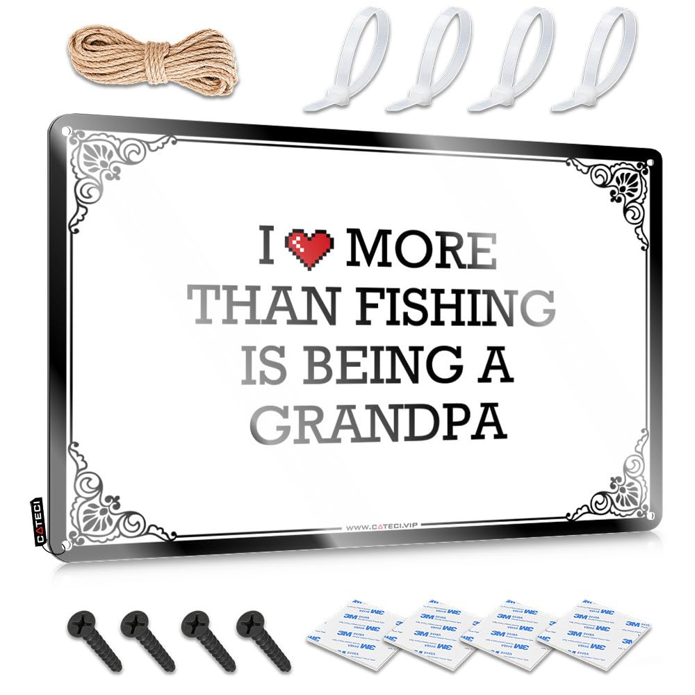 Cool Wall Art Boys Custom Tin Sign, Haves Fade Resistant I Love More Than Fishing Is Being A Grandpa For Home Kitchen | Premium Vintage Decor For Western Bar Party(30X40CM)