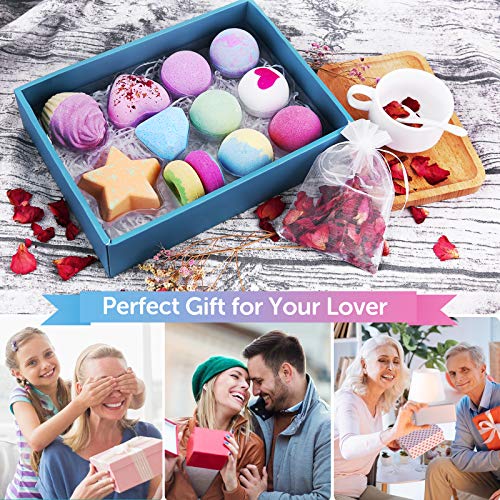 12Pcs Bath Bombs, Bath Bomb Gift Set Bubble Bath For Women New Year Relaxation Gift For Her Essential Oil Bath Bombs With Natural Dry Flowers And Bath Sponge For Moisturizing Skin #TOP2