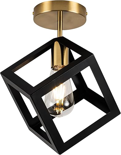 Miniatura 10 de Edzemuwa Flush Mount Ceiling Light Fixture Modern Black Entryway Light fixtures Farmhouse Lighting for Porch Hallway Kitchen BedroomBlack E26