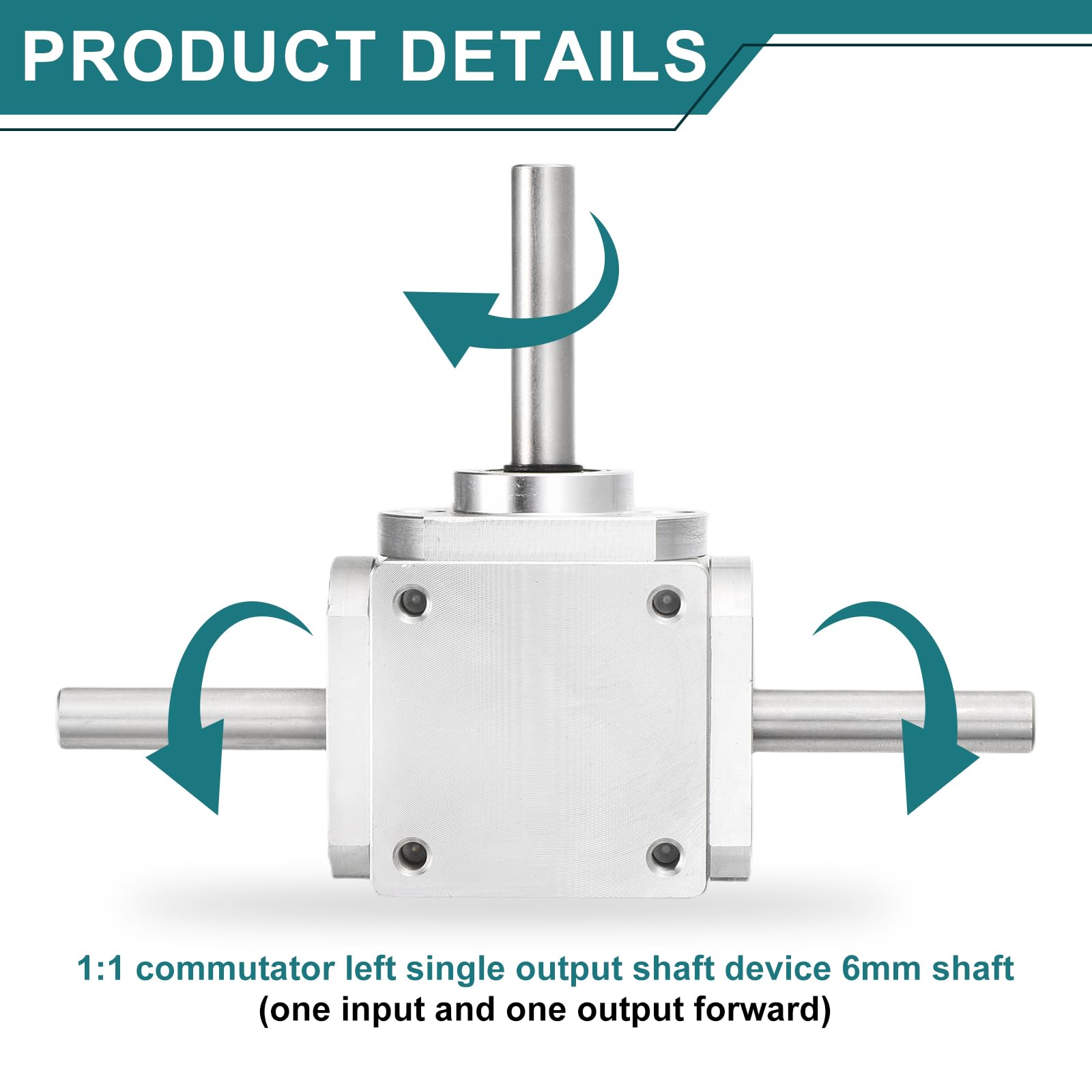 QUARKZMAN Getriebe 90 Grad Rechtwinkel Kegelgetriebe 1:1 Vorwärts Doppelausgangswelle 1 Modul 20 Zähne Kegelrad Aluminiumrahmen Einfaches Mechanisches DIY Modul 8mm Welle 118x87x30mm(LxBxH)
