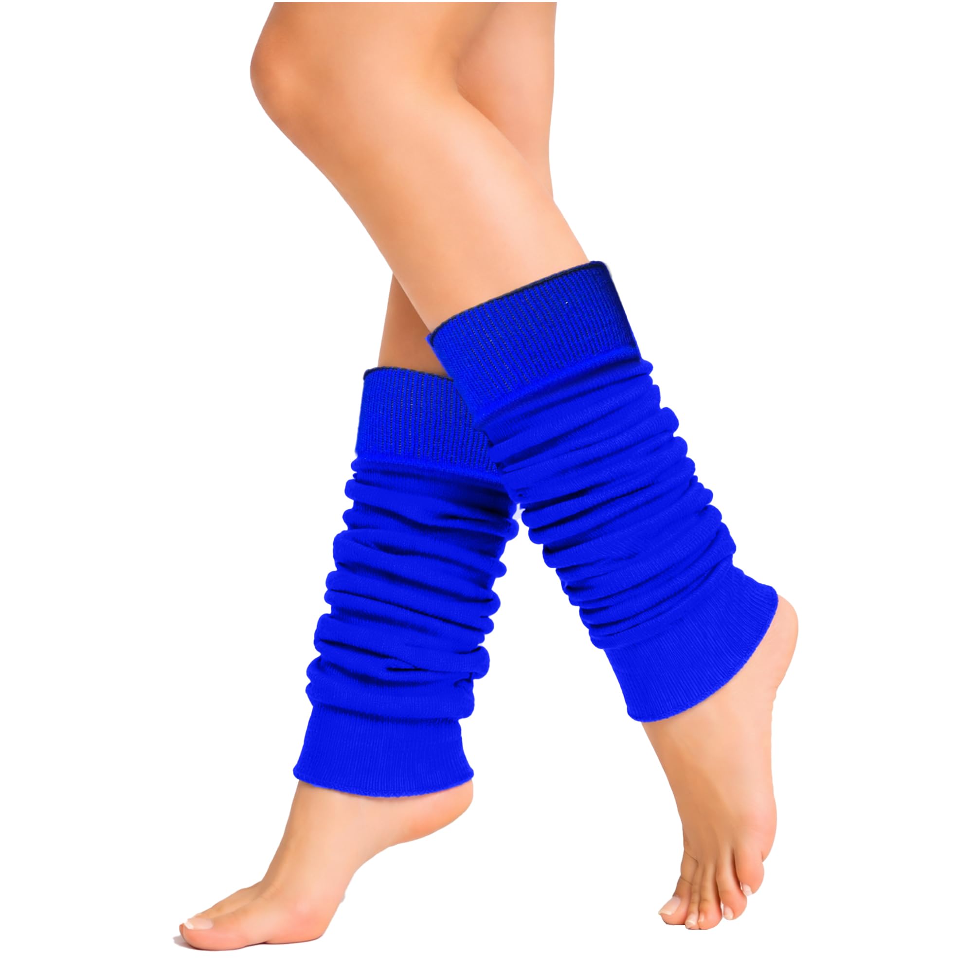 The Fancy Dress Women's Royal Blue Angies Fashion Luxurious 80'S Dance Plain Ribbed Leg Warmers Neon Leg Warmers In Hot Pink 12 Colours (One Size, )