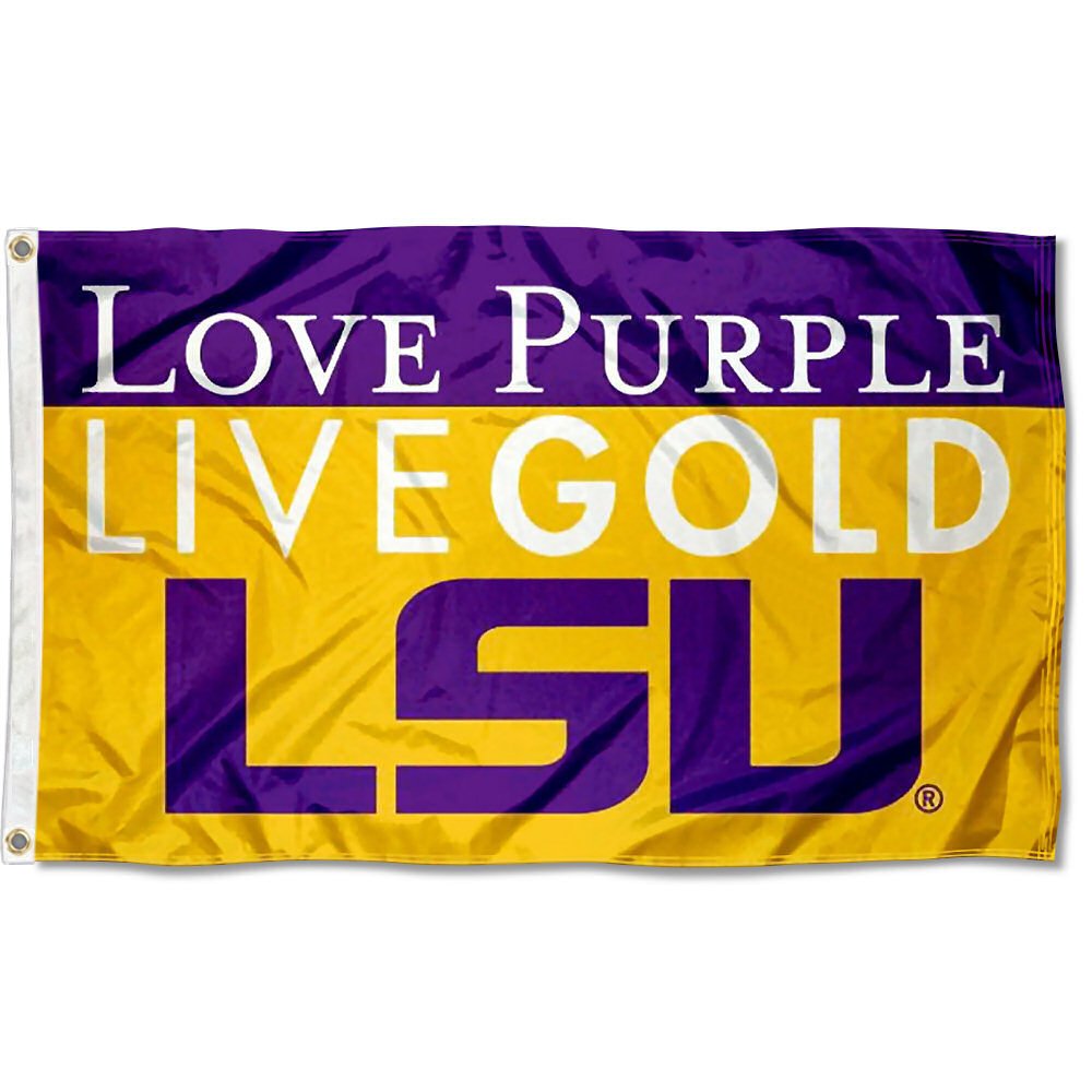 Louisiana State LSU Tigers Love Purple Live Gold Flag