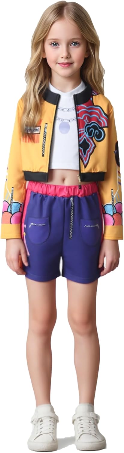 Children's costumes, girls' cosplay, pop singer stage costumes, Halloween costumes Yellow 7-8years