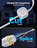 Vista 4 de Govee Permanent Outdoor Lights Pro, 200ft with 120 RGBIC LED Lights for Daily and Accent Lighting, 75 Scene Modes for Outdoor Decor, IP67 Blanco