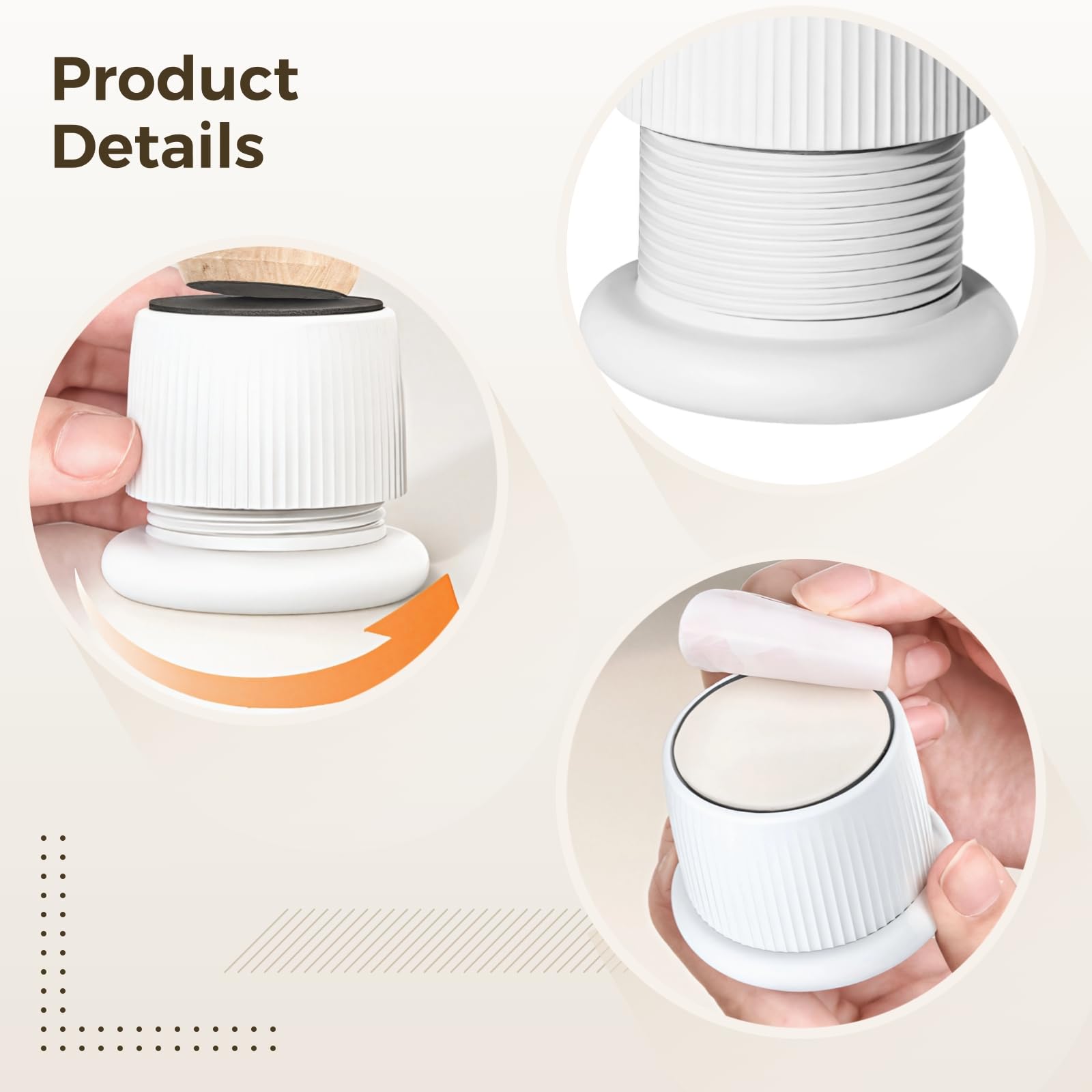 4 Pcs Adjustable Furniture Elevators, 1.57-2.48 Bed Risers with Anti-Slip Pads, White Screw Design for Beds & Desks