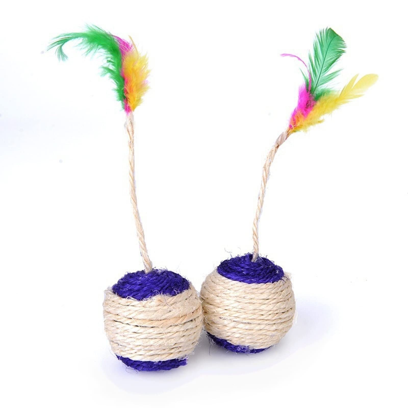 Juguetes para Gatos, Pelota rascadora de sisal for Gatos, Juguete Interactivo Entrenamiento for Gatitos, Plumas, 2 Unidades