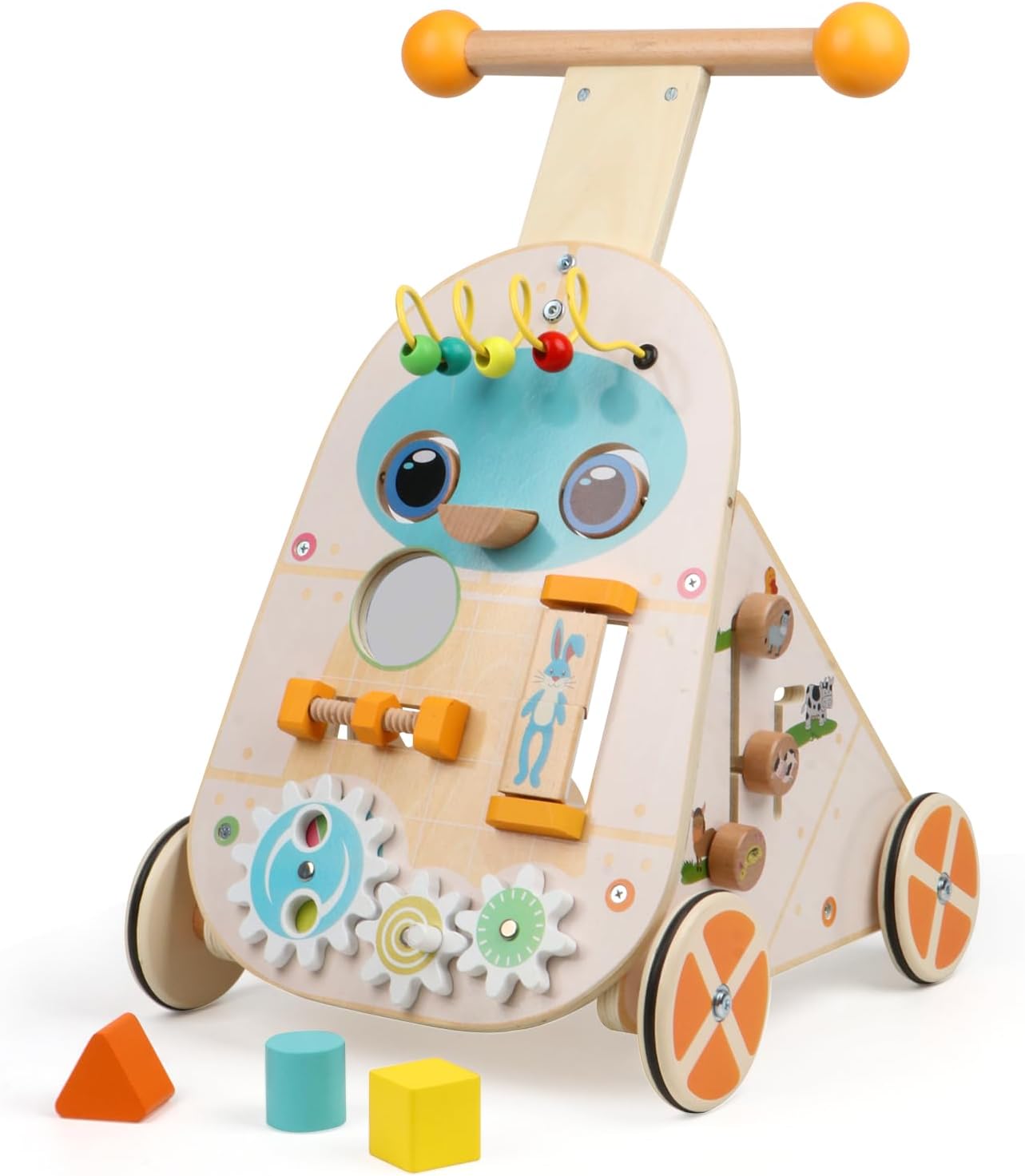 Canuan Wooden Baby Walker, Adjustable Speed Push and Pull Learning Activity W...