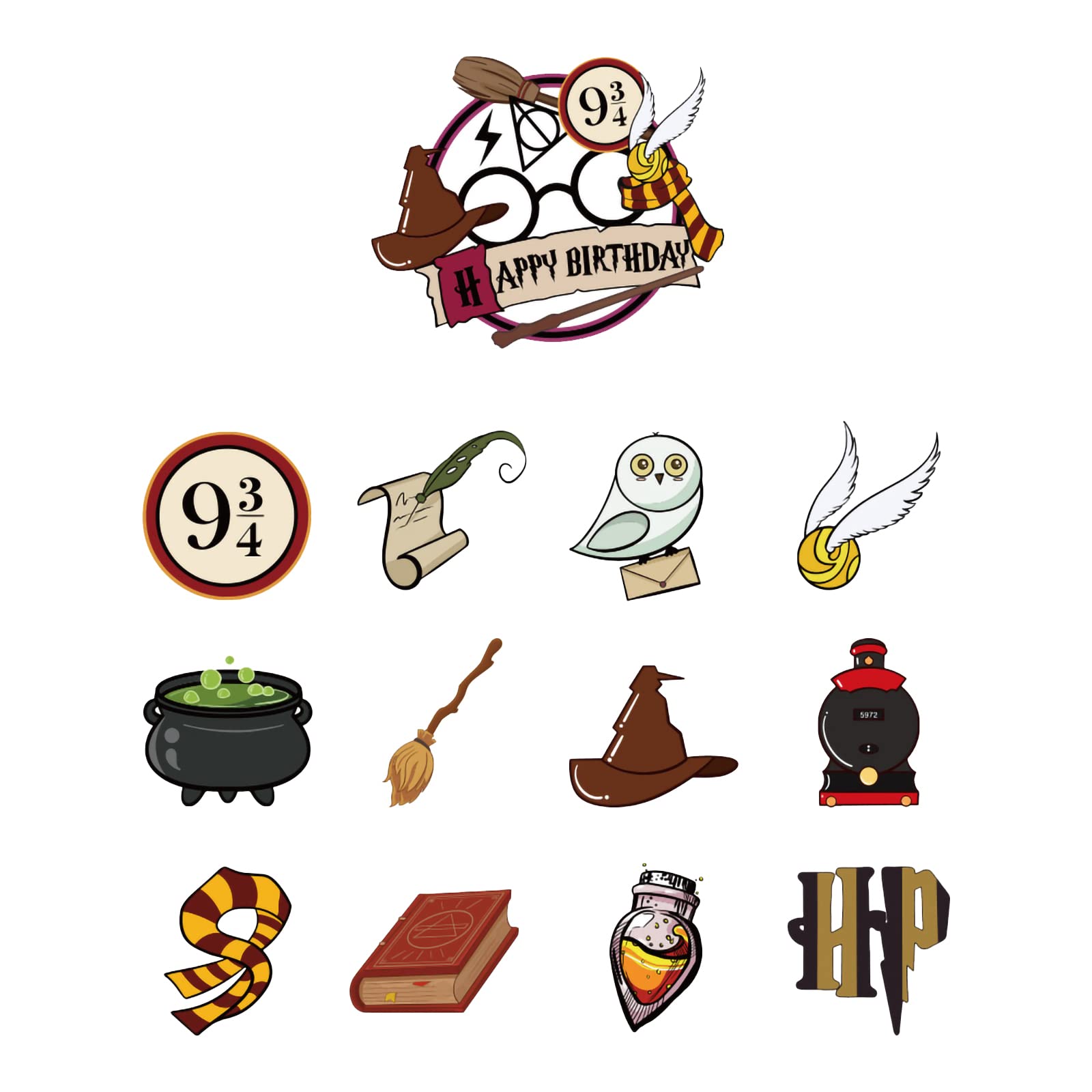 Magical Wizard Cake Toppers - Wizard Birthday Cake Decorations Cupcake Toppers - Happy Birthday Cake Toppers for Wizard Themed Party Supplies