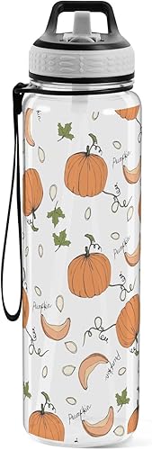 Miniatura 2 de FLildon Botella de agua de otoño con tapa de pajilla, 32 onzas, a prueba de fugas, transparente, para gimnasio, mujeres y hombres, para deportes al