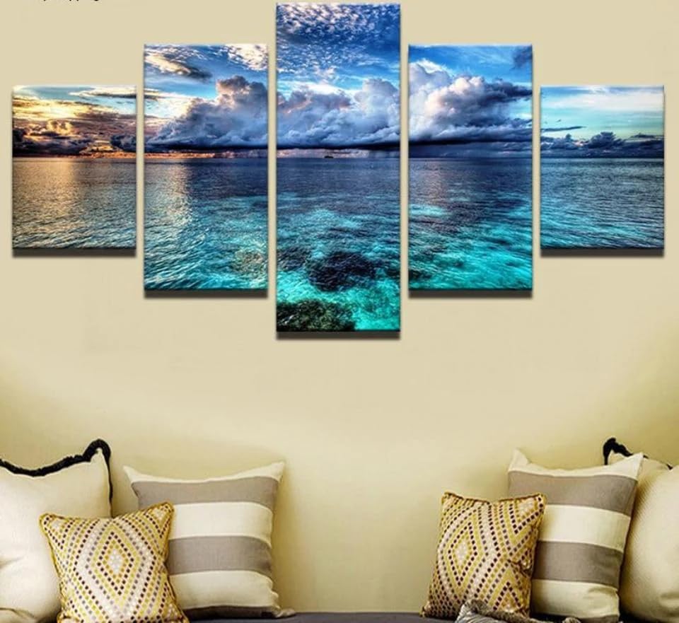 Tableau cuisine decoration murale ciel bleu et nuages blancs