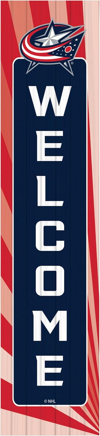 NHL Colorado Avalanche Wood Porch Leaner, 47" Vertical Outdoor Welcome Sign, Hockey Team Front Door Decor, Wooden Leaning Board for Summer & Game Day