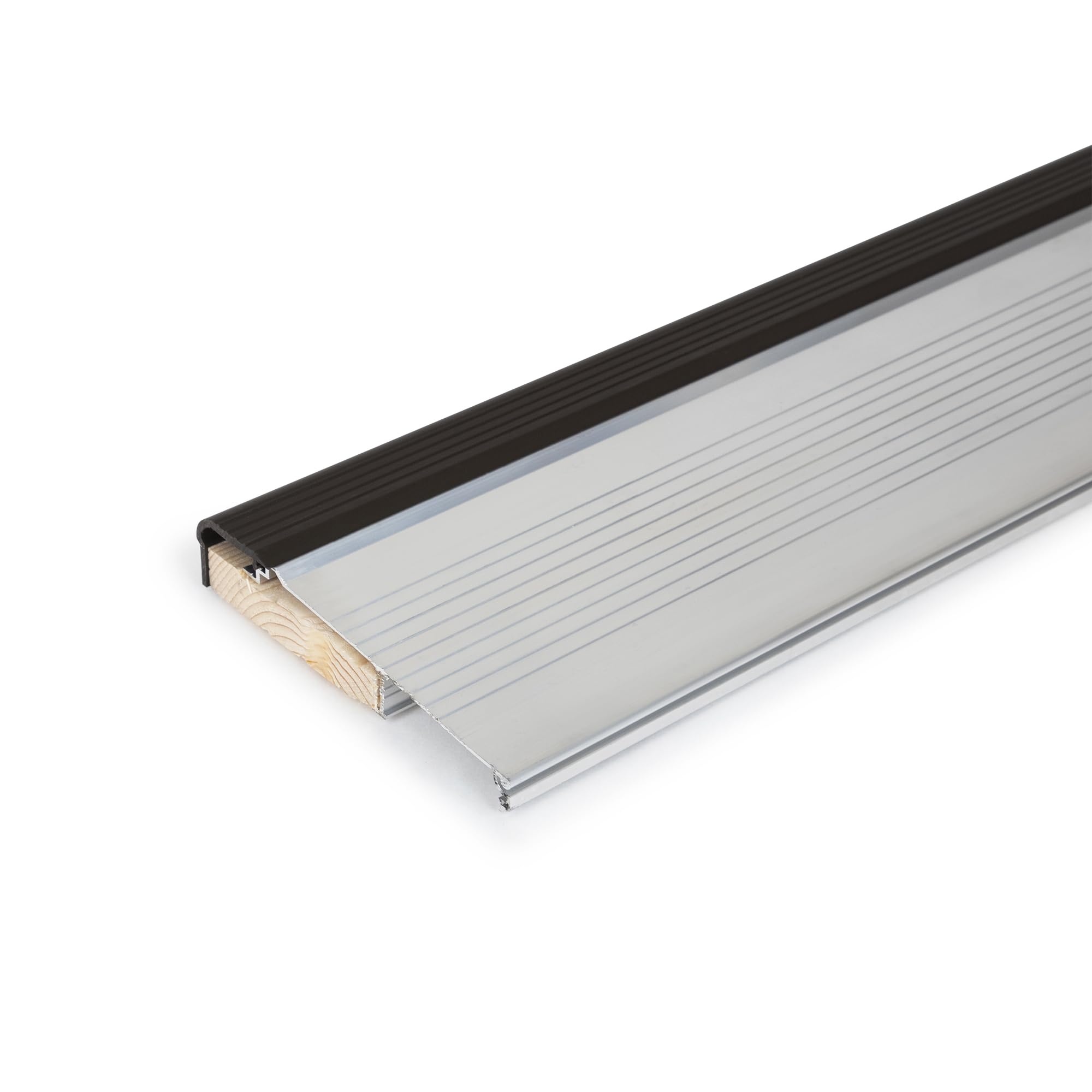 Aluminum Door Threshold with Vinyl and Aluminum Top, Mill Finish - 36 Inches