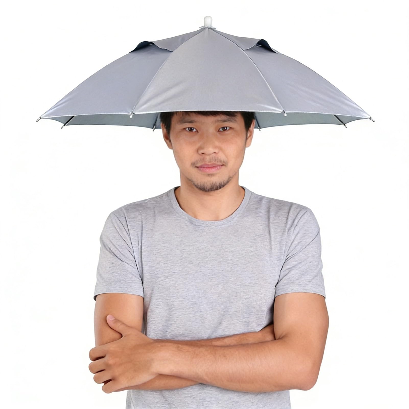 BuyWeek Chapeau Parapluie de Tete 65 cm, Chapeau Pluie Pliable Étanche | Protection Solaire Résistant à la Pluie Mains Libres, pour Extérieur Pêche Randonnée Golf