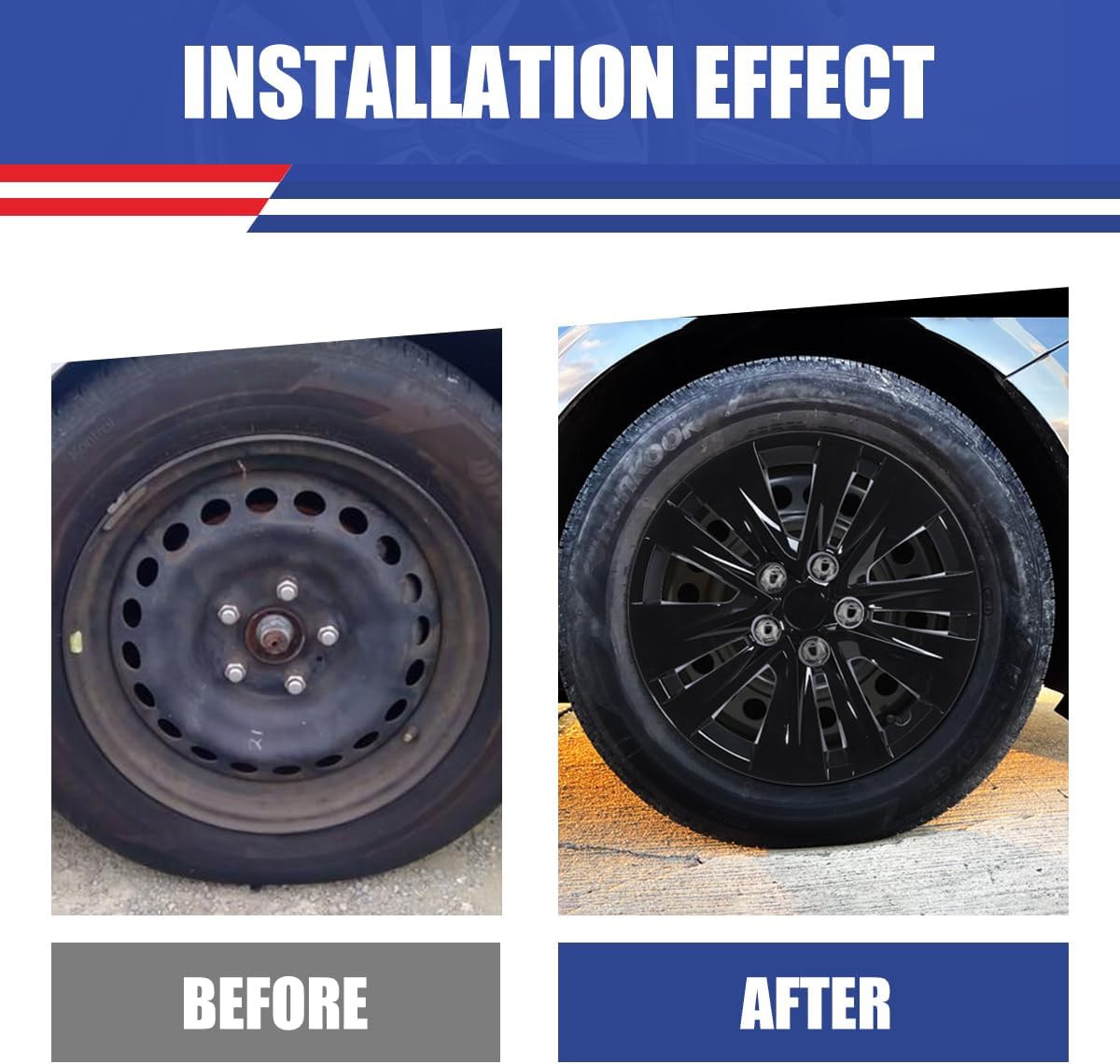 16" Hubcaps for Nissan SENTRA 2020 2021 2022 2023, 16 Inch Wheel Rims Cover Fits 2024 2025 Sentra, Snap On Installation, Set of 4, Black Lacquer