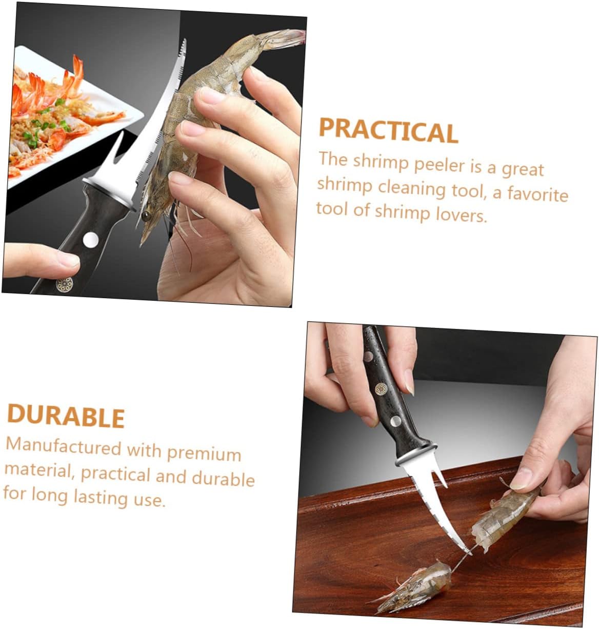 Mobestech Stainless Steel Shrimp Line Peeler Tool Seafood Cleaning Cutter Ergonomic Handle for Easy Shrimp Deveining and Shell Removal for Home Cooks
