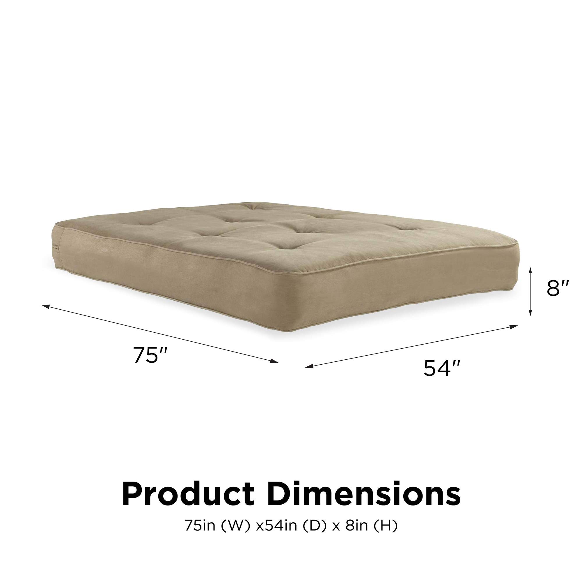 DHP 8 Inch Independently Encased Coil Futon Mattress, Tan Microfiber