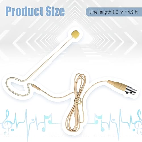 Miniatura 2 de TOODOO Micrófono eléctrico en la parte trasera del oído, mini micrófono XLR sobre la oreja, micrófono XLR con cable XLR de 4 pines y micrófono,