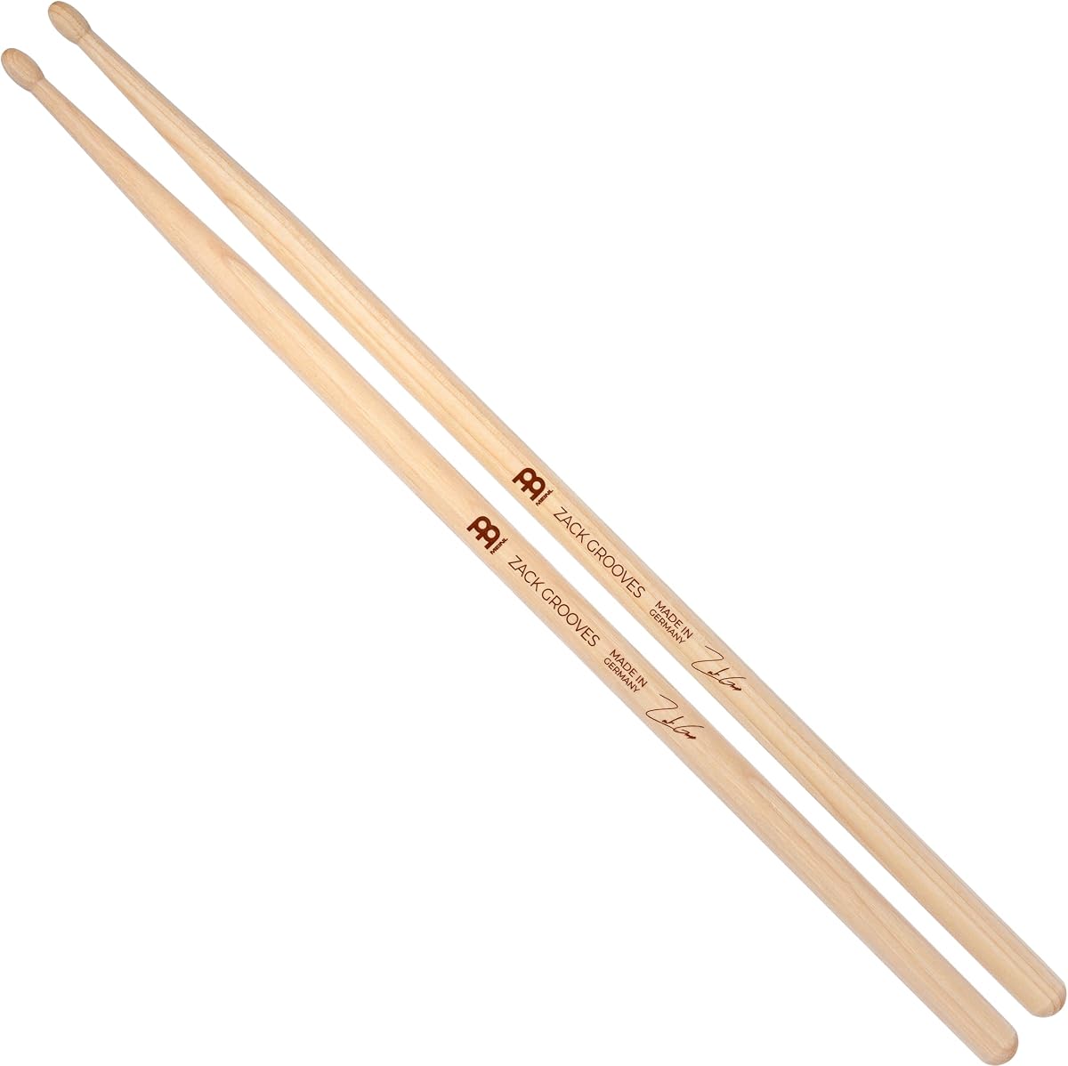 Baquetas Meinl Stick & Brush, firma Zack Grooves - FABRICADO EN ALEMANIA | Baquetas de nogal estadounidense, punta ovalada, conicidad larga, peso y tono combinados