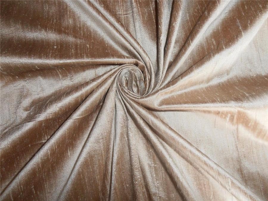 Tissu Dupioni pure soie irisé brun doré avec slubs naturels largeur 137cm