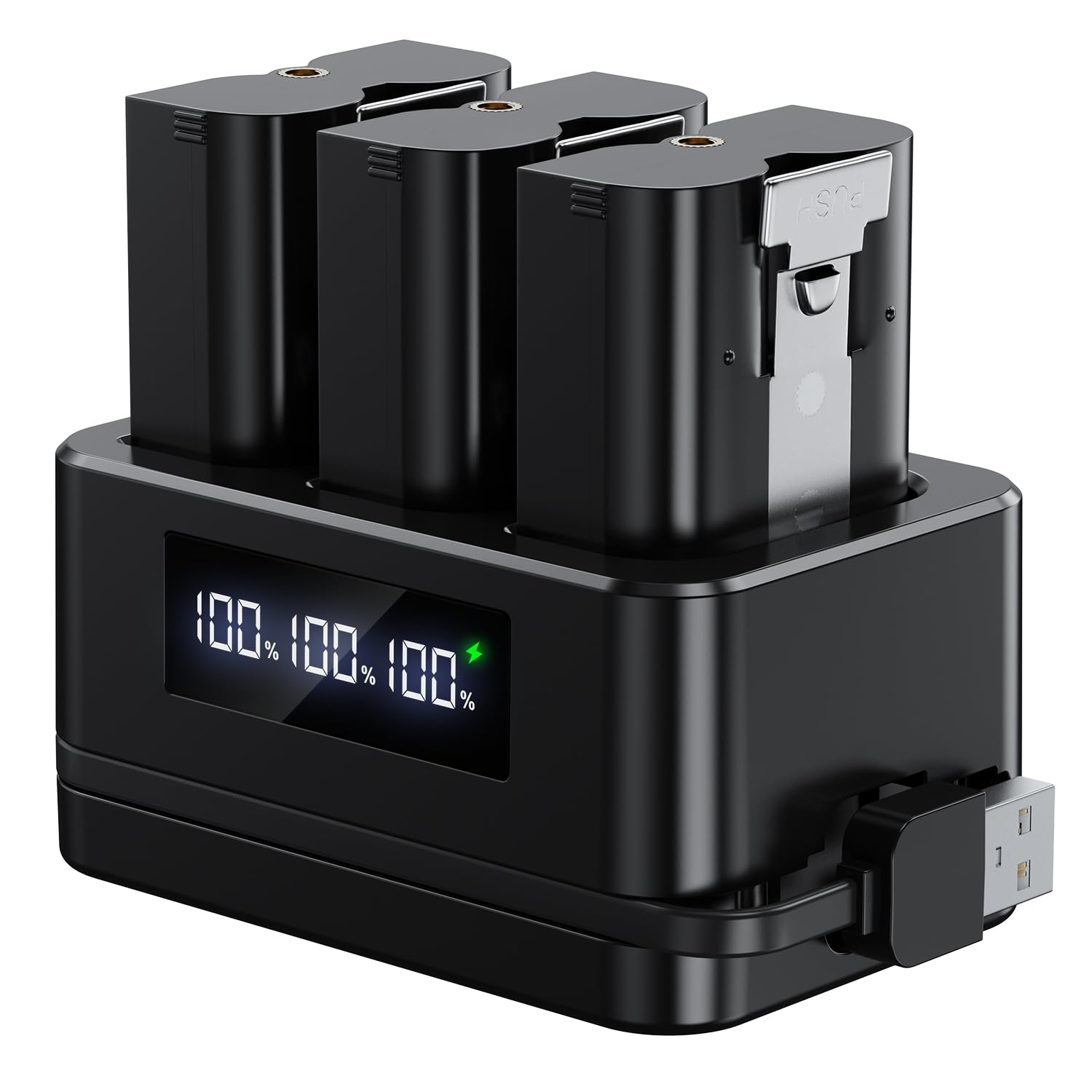 3.65V 6040mAh Batterie Compatible avec Video Doorbell 2/3/3+/4, Stick Up Cam(2/3Gen), Spotlight Cam, Spotlight Plus/Pro Cam (3 Batteries and Black Charger)