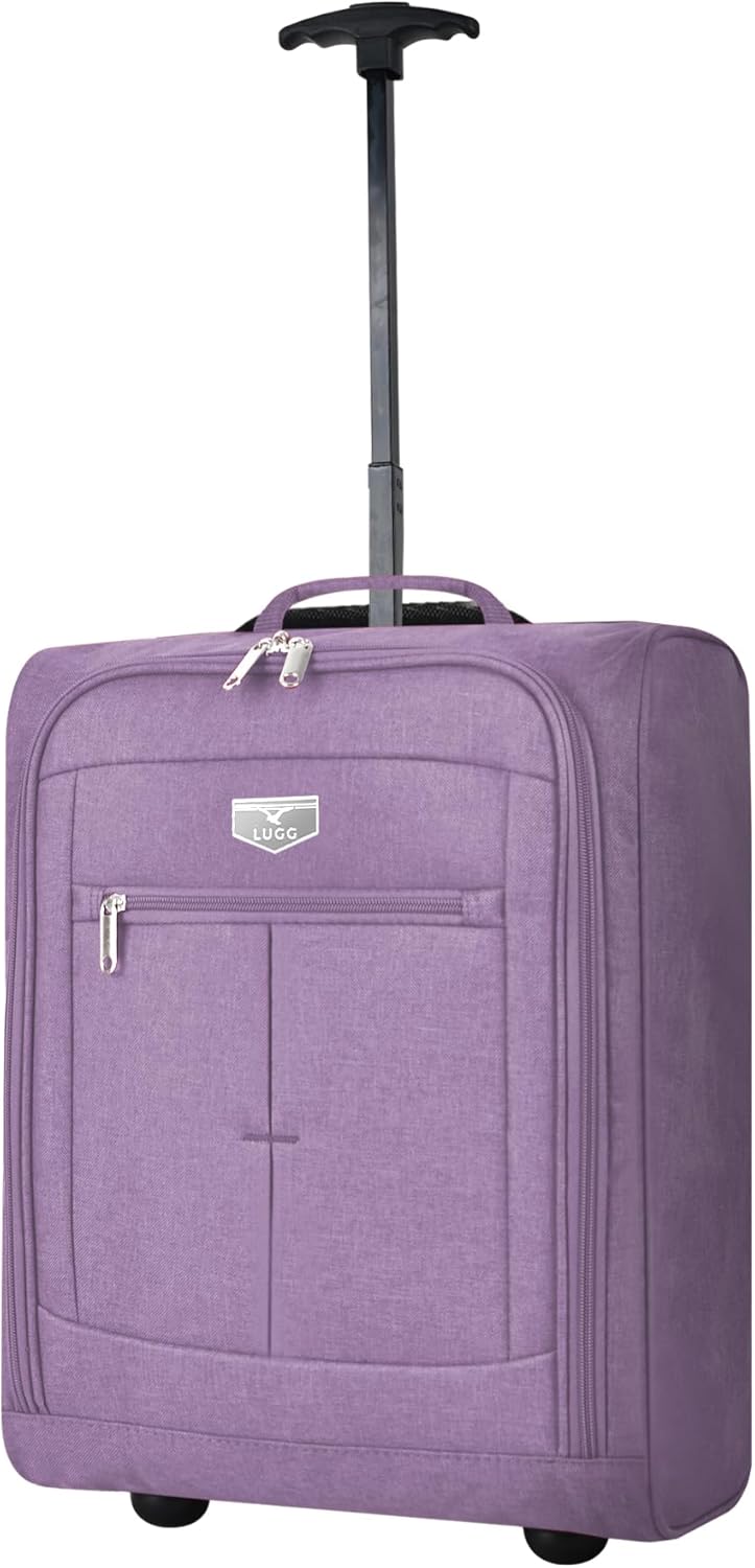 LUGG EasyJet 45x36x20 Carry-On Suitcase – Underseat Cabin Bag – Lightweight Hand Luggage 1.4kg 33L – Durable 600D Polyester –Push-Up Trolley,Strong Wheels–Ryanair,British Airways Overhead Locker–Lilac