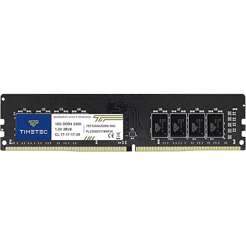 Timetec 16GB DDR4 2400MHz PC4-19200 Non-ECC Unbuffered 1.2V CL17 2Rx8 Dual Rank 288 Pin UDIMM Desktop PC Computer Memory RAM Module Upgrade (16GB)
