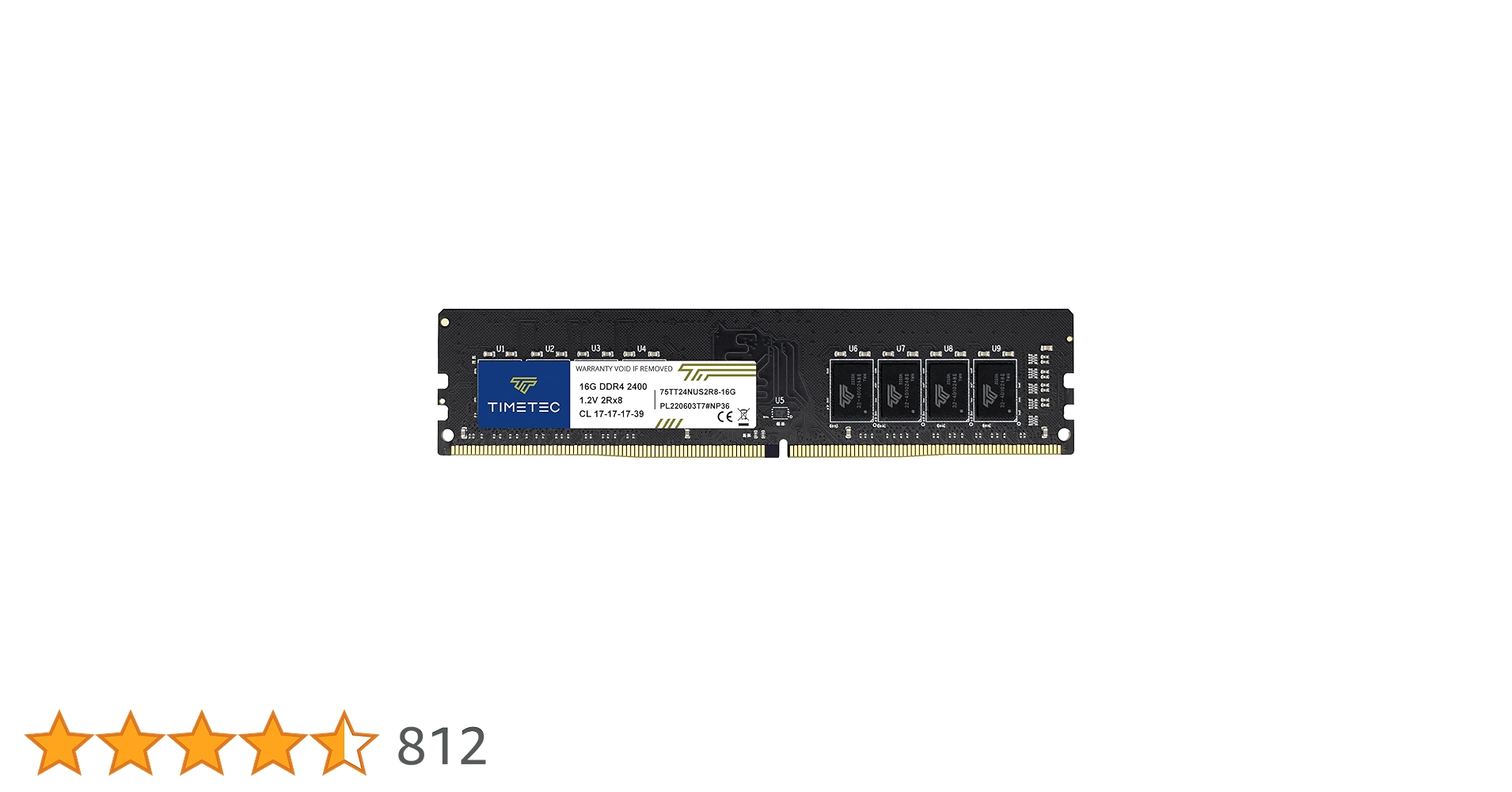 Timetec Hynix IC 16GB DDR4 2400MHz PC4-19200 Non-ECC Unbuffered 1.2V CL16 2Rx8 Dual Rank 288 Pin UDIMM Desktop PC Computer Memory Ram Module Upgrade (16GB)