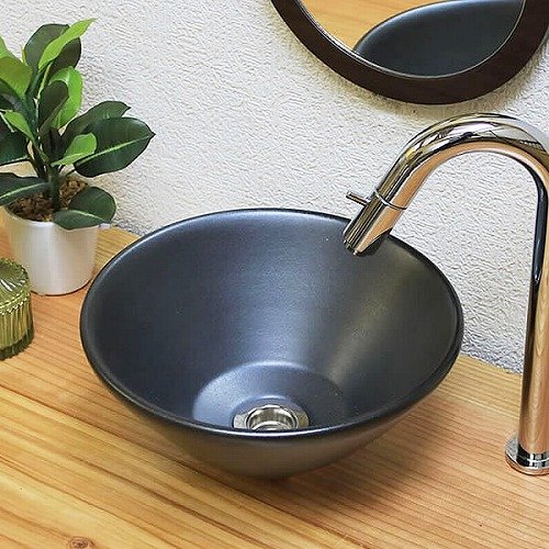 信楽焼 洗面ボール【黒マット(ミニ) tr-1180】手洗い鉢 洗面鉢 洗面器 洗面シンク 洗面ボウル 洗面台 手洗い 手洗い器 陶器洗面 陶器 焼き物 しがらき焼 おしゃれ オシャレ 和風 洋風