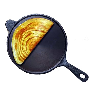Karthik Pre-Seasoned Cast Iron Super Smooth Long Handle Dhosa Tawa/Chapathi |25Cm| |10inch| |2kg|