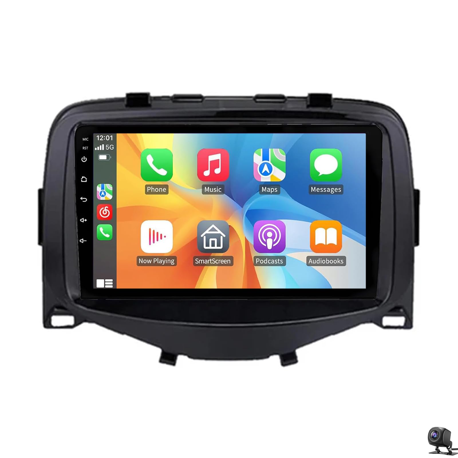 Autoestéreo para Peugeot 108 Citroën C1 Toyota Aygo 2015-2020 CarPlay inalámbrico Android Auto navegación GPS Pantalla táctil de 9 Pulgadas Bluetooth RDS FM SWC 5G WiFi cámara 1080P (Color: 4 núcle