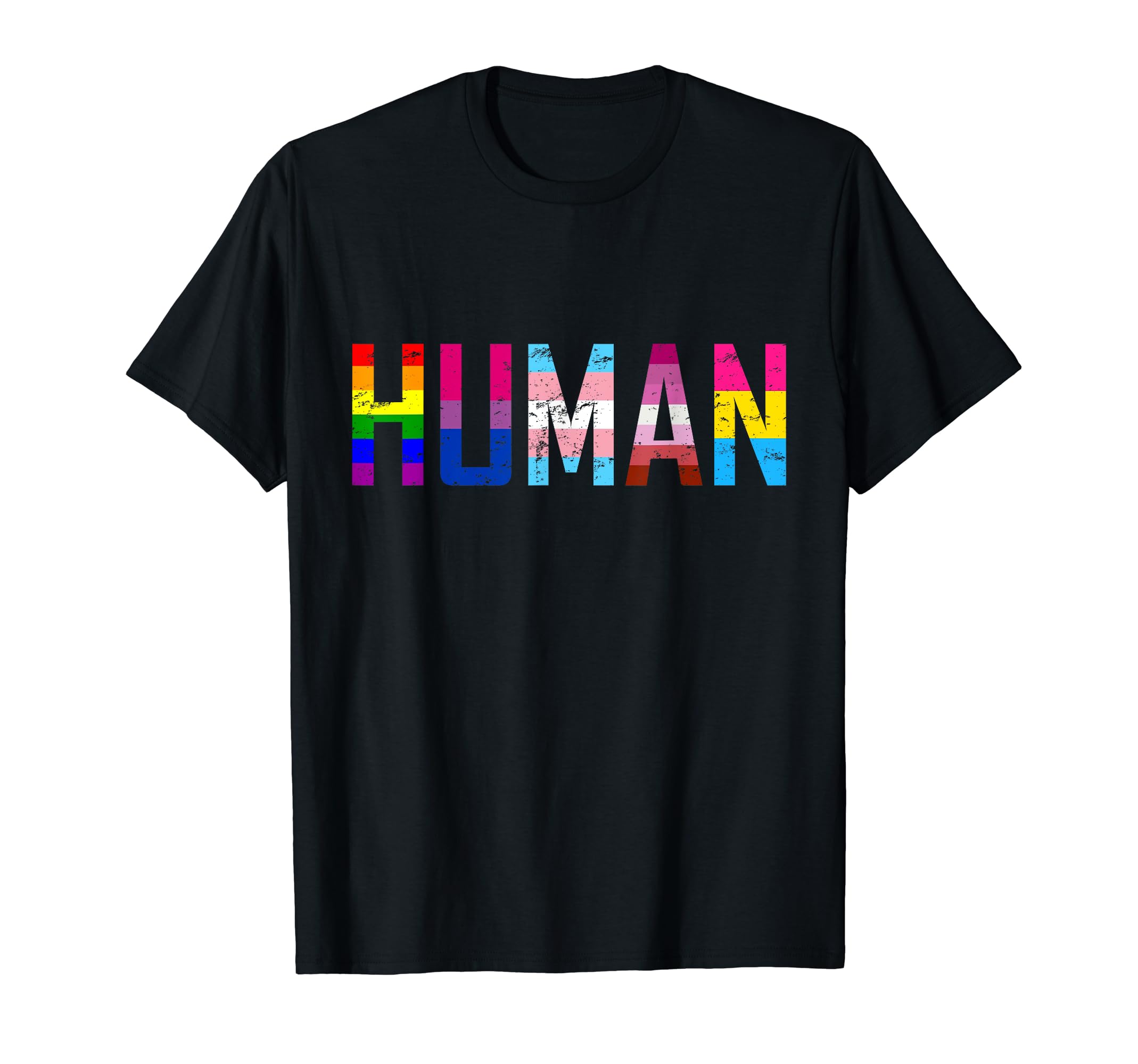 HUMAN LGBT Flag - Gay Bi Trans Lesbian Pansexual Pride T-Shirt