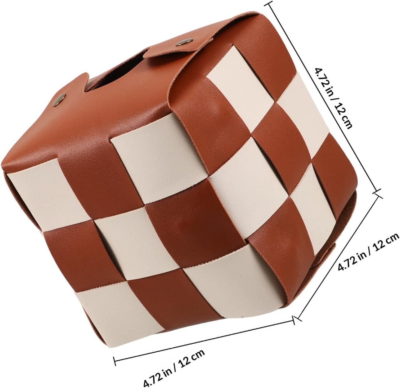 Alipis Plaid Artificial Leather Tissue Box Holder Compact Square Tissue Case Decorative Napkin Organizer for Home Office Bathroom, Brown image 2