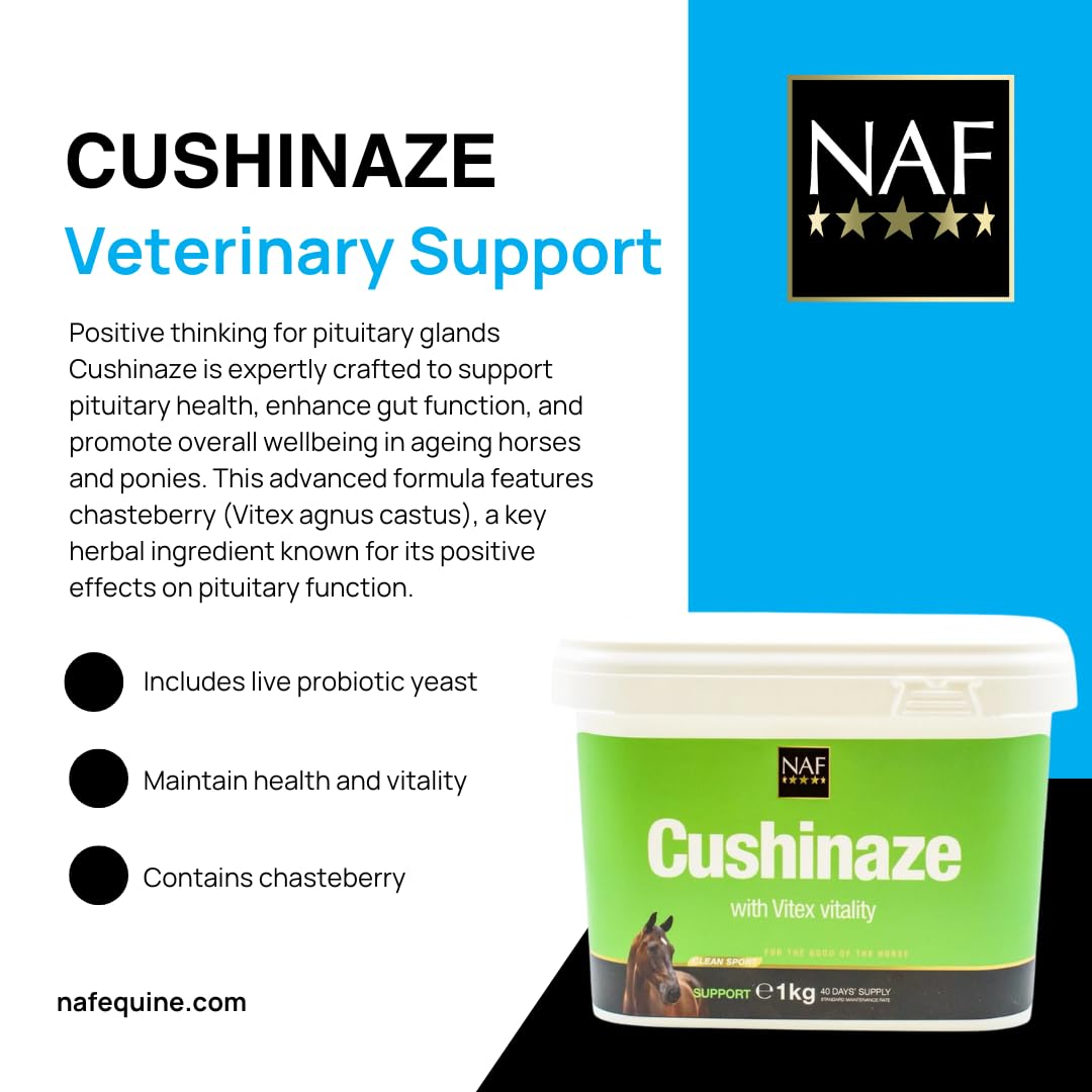NAF Cushinaze - Supporto nutrizionale per Cavalli con Problemi di Salute ipofisaria, con estratti di Erbe, prebiotici e antiossidanti, Supporta l'equilibrio ormonale e Il Benessere