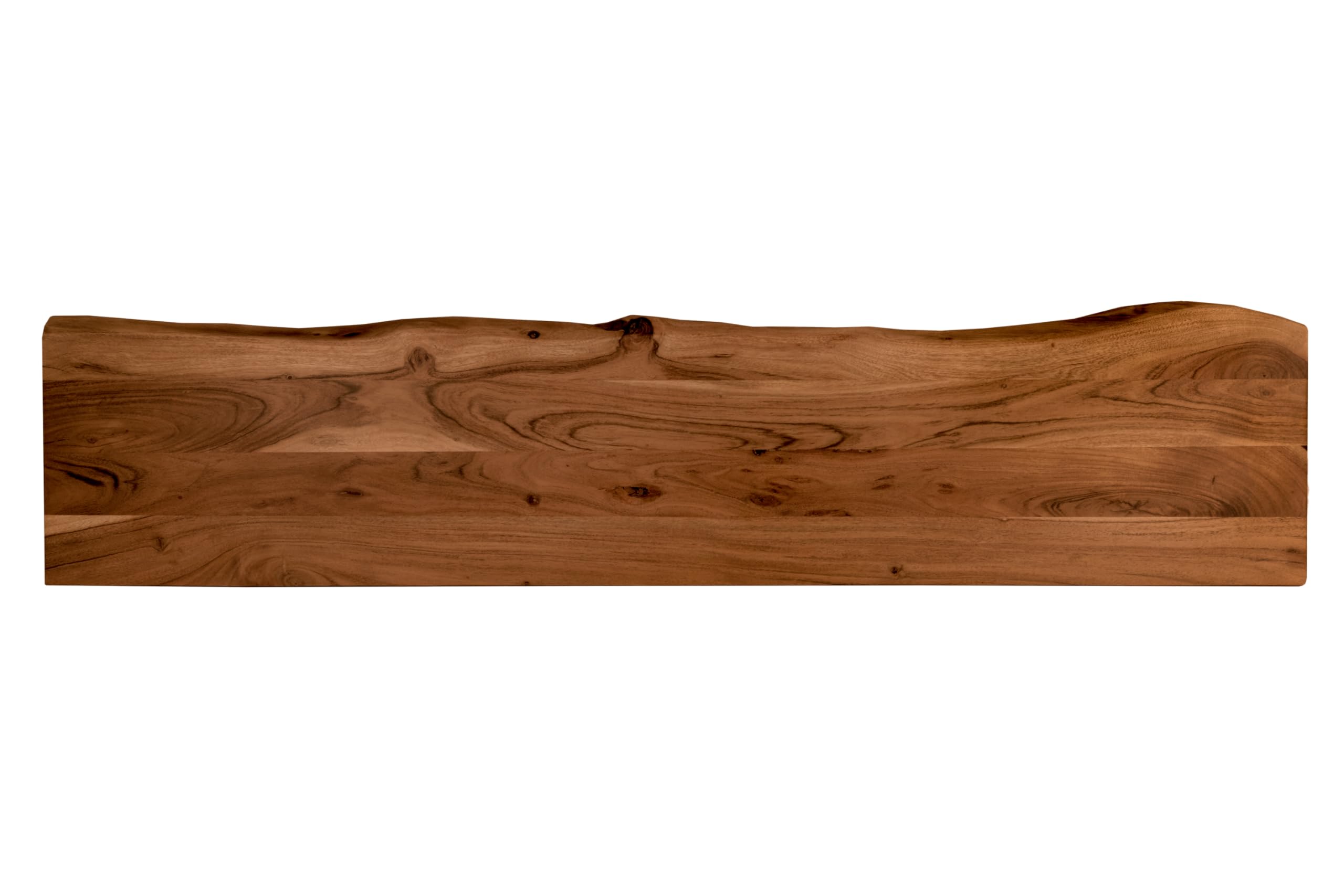 SAM Holzplatte 120x30 cm SUVA, Holzbrett massiv nussbaumfarben, Baumkantenplatte für Heimwerker, Regale und Fensterbretter, einseitig Baumkante