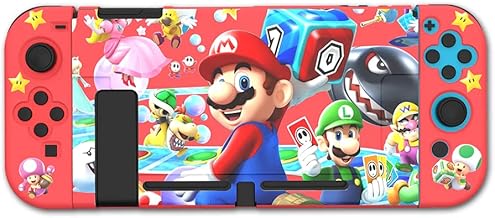 Protective Case Compatible with Nintendo Switch | Anti-Scratch Shockproof Slim Cover Case for NS Switch and Joy-Con, Cute Mario Hard Shell Dockable Case, Party