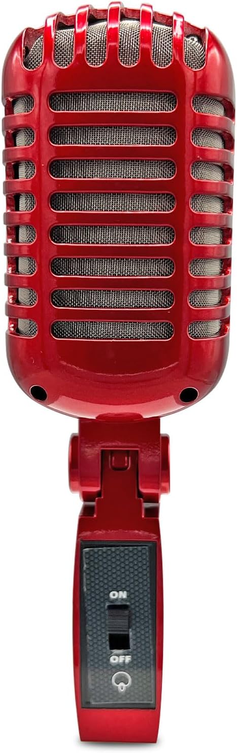 Retro Microphone VS Series with XLR Connection for Stage Performance, Karaoke, and More (Red)