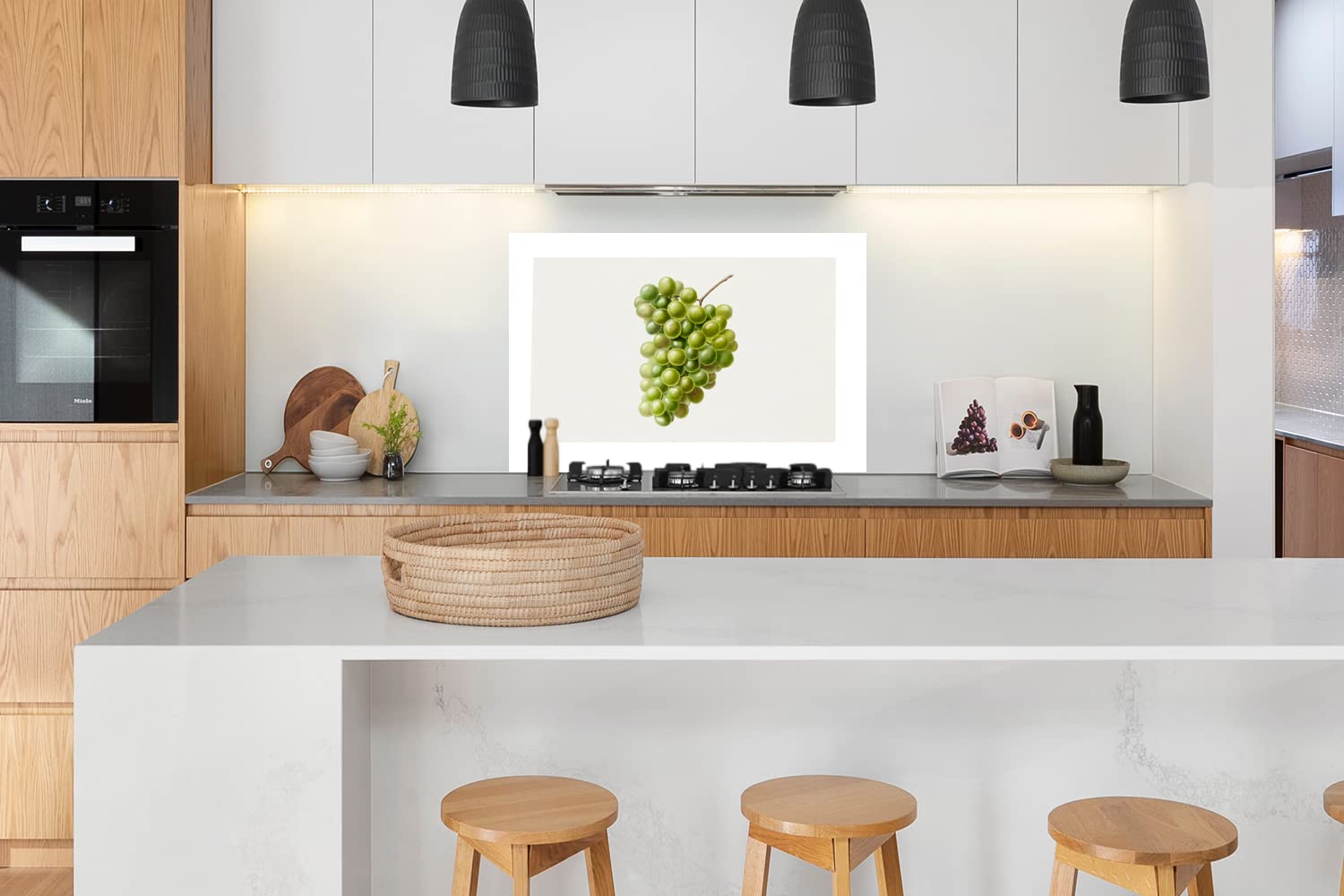 MuchoWow Spritzschutz Küche Küchenrückwand Alu Poster Bilder 120x80 cm Lebensmittel - Weintrauben - Obst