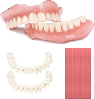 DIY Denture Kit - Do It Yourself Denture Fake Teeth Top and Bottom Temporary Teeth | Repair Missing Teeth, Improve Smile, Eat & Drink | Convenient Long/Short-Term Denture Solution - 0707CS-1