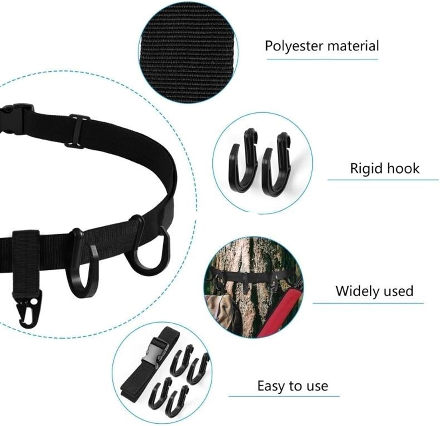 Treestand Strap Gear Hangers 3pcs Large Hooks Lightweight Multiple Accessory Holder Tree Stand Bow Gear Hangers for Hunting