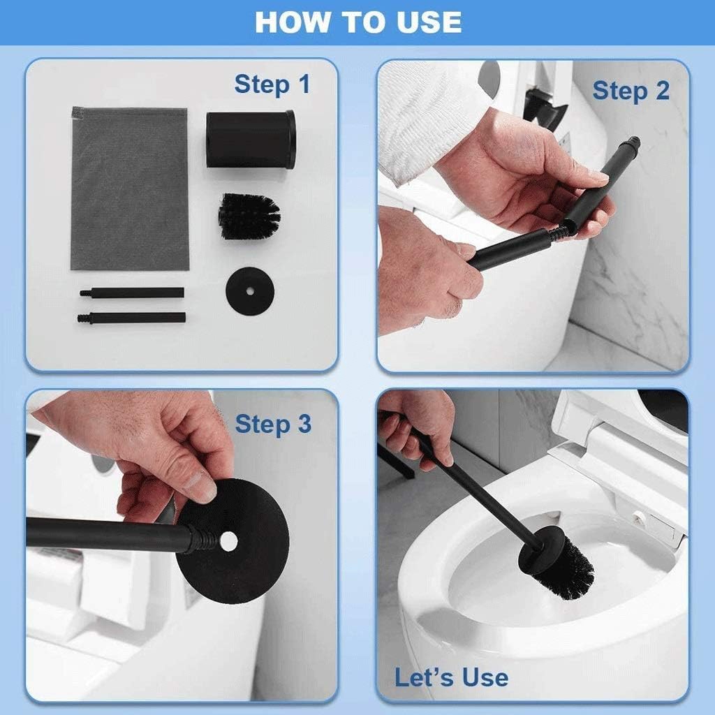 Toilet Brush and Holder for Bathroom Toilet Bowl Cleaner Brush Set,Toilet Brushes Aluminium Loo Brush(OneColor)