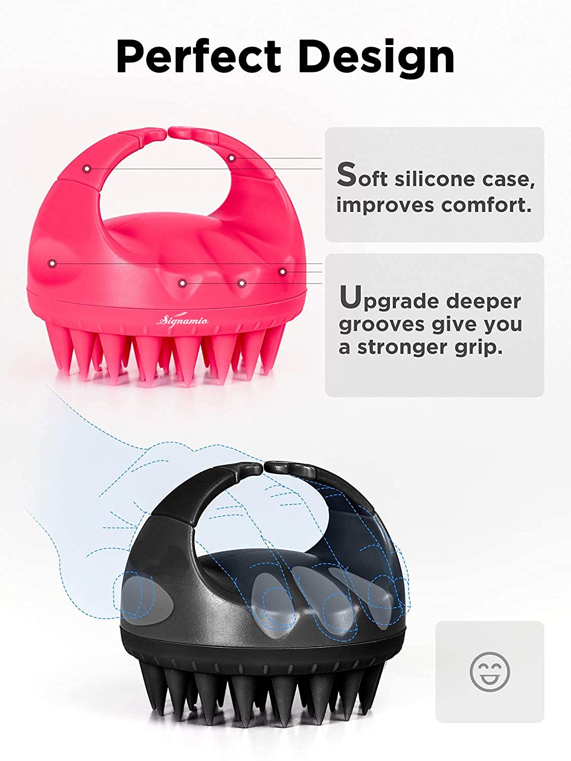 SIGNAMIO® Shampoo Brush Silicon Scalp Massager Hair Brush Wet Dry Comb Head Scrubber 100% Comfortable for Hair Improve Blood Circulation for Men,Women Pets - Pink - Pack 1 4